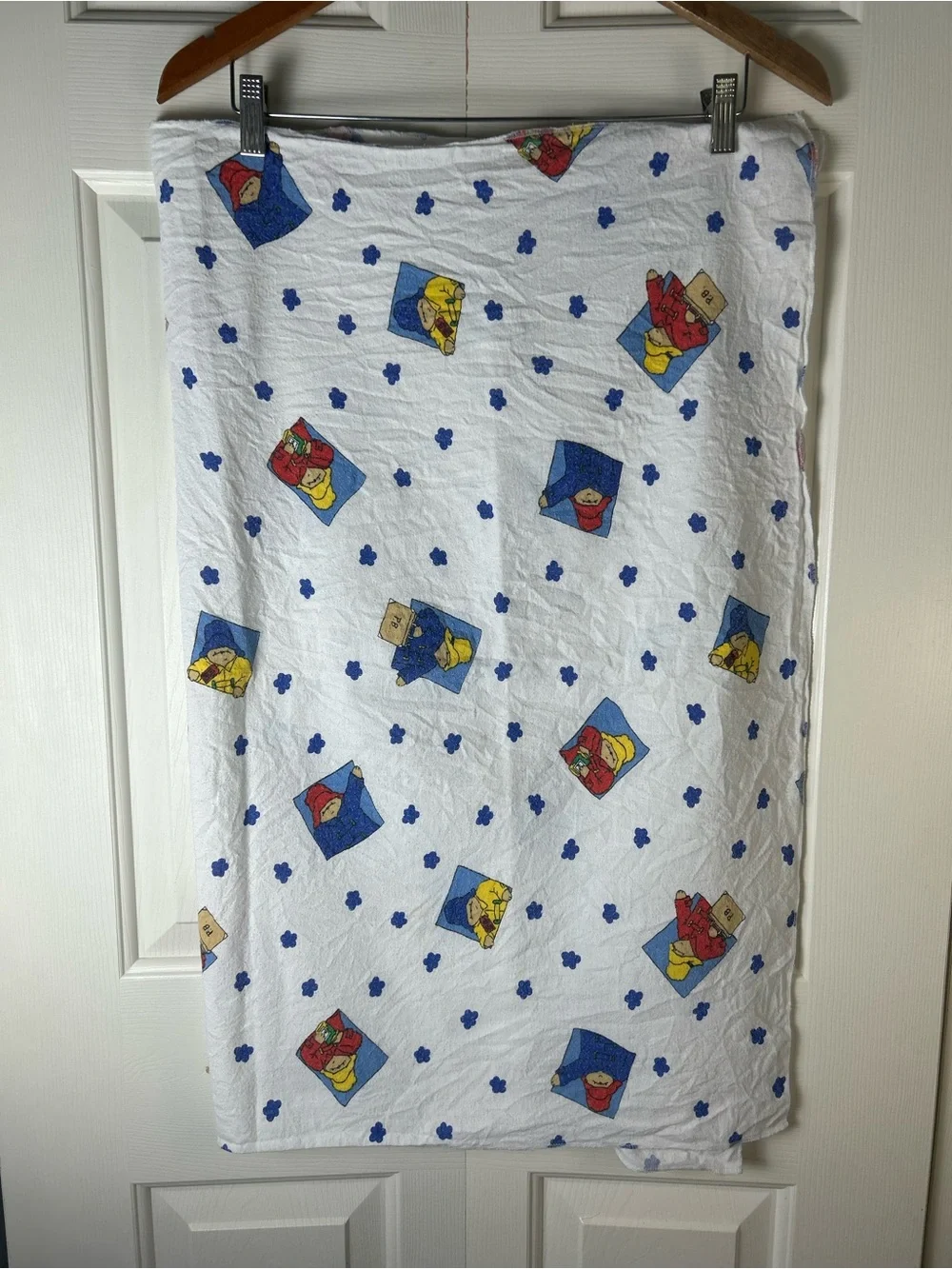 Vintage Paddington Bear Baby Receiving Blanket Flannel Raincoat Suitcase 90's